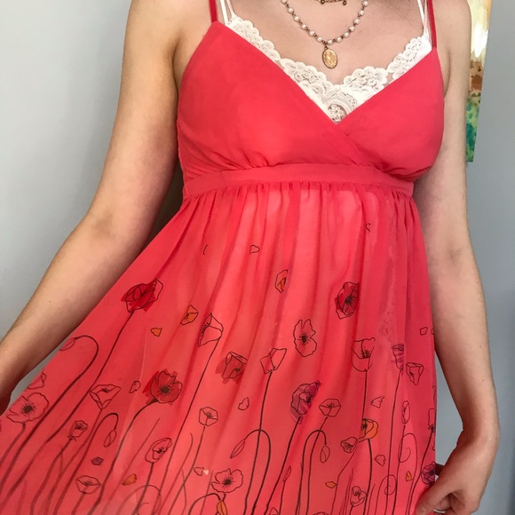 True vintage Y2K floral poppy slip - La Vie en Rose 🥀 - Picture 1 of 5